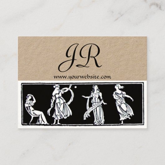 ANTIEK MODE MONOGRAM Zwart Wit Kraftpapier-Documen Visitekaartje (Achterkant)
