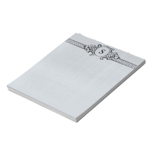  Antiek monogram grijs blauw huwelijk Notitieblok (Linkerzijde)