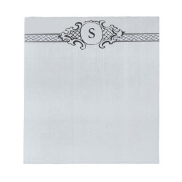  Antiek monogram grijs blauw huwelijk Notitieblok