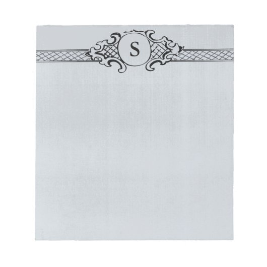 Antiek monogram grijs blauw huwelijk Notitieblok (Voorkant)