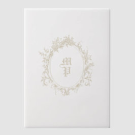 Antiek monogram krans romantische kalligrafie vellum uitnodigingen