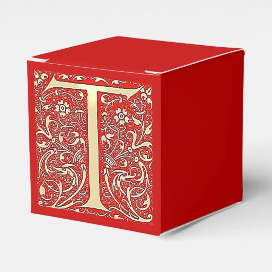 antiek monogram - letter T Bedankdoosjes (Voorkant Zijde)