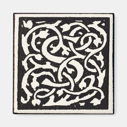 Antiek Monogram S Art Nouveau Letter Magneet (Voorkant)