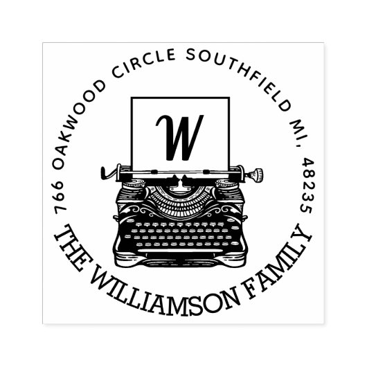  Antiek monogram schrijfmachine en adres Rubberstempel (Afrduk)