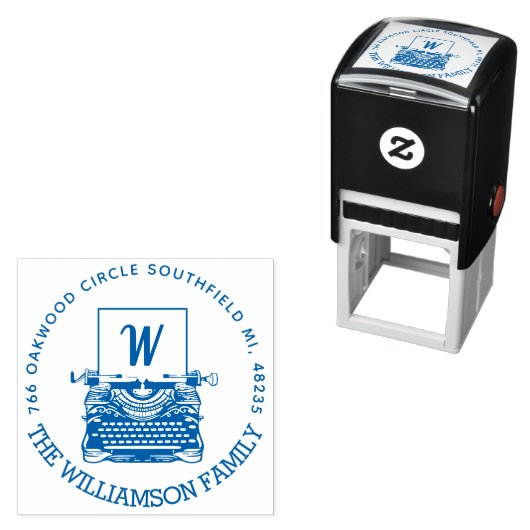 Antiek monogram schrijfmachine en adres Zelfinktende Stempel (In situ)