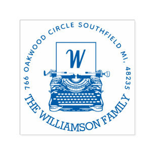 Antiek monogram schrijfmachine en adres Zelfinktende Stempel