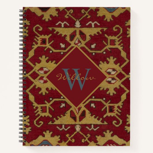 Antiek Monogrammed Oriental Persian Red Pattern Notitieboek (Voorkant)