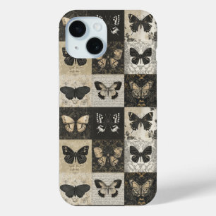 Antiek mot & vlinder collage iPhone 15 case