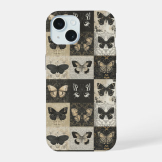 Antiek mot & vlinder collage iPhone 15 case