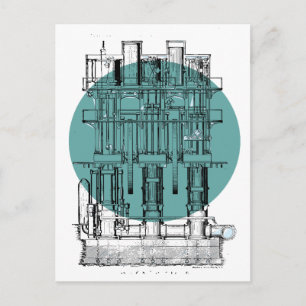 Antiek motordiagram briefkaart