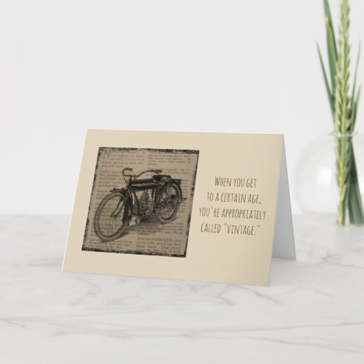 Antiek motorfiets over Hill Birthday Card Kaart (Voorkant)