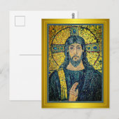 Antiek mozaïek Afbeelding van Jezus Christus de Sa Briefkaart (Voorkant / Achterkant)