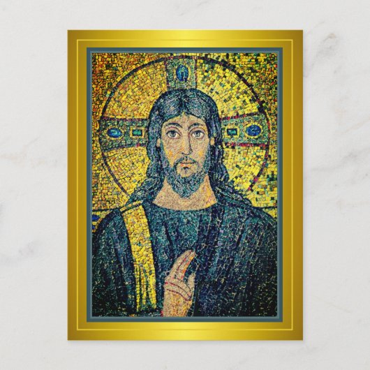 Antiek mozaïek Afbeelding van Jezus Christus de Sa Briefkaart (Voorkant)