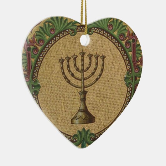 Antiek mozaïektempel Menorah Keramisch Ornament (Rechts)