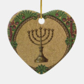 Antiek mozaïektempel Menorah Keramisch Ornament (Achterkant)