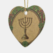 Antiek mozaïektempel Menorah Keramisch Ornament (Links)