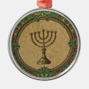 Antiek mozaïektempel Menorah Metalen Ornament