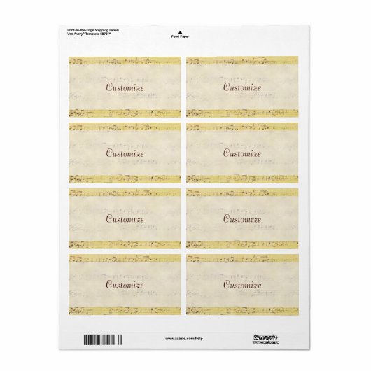 Antiek Musical Notes Custom Labels (Full Sheet)