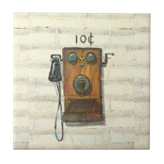 antiek muur betaalt telefoonelement tegeltje (Voorkant)