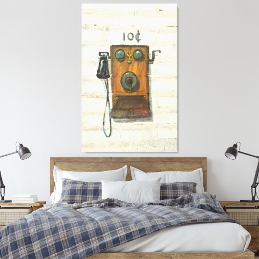 antiek muurtelefoon verpakt canvas (Insitu (Slaapkamer))