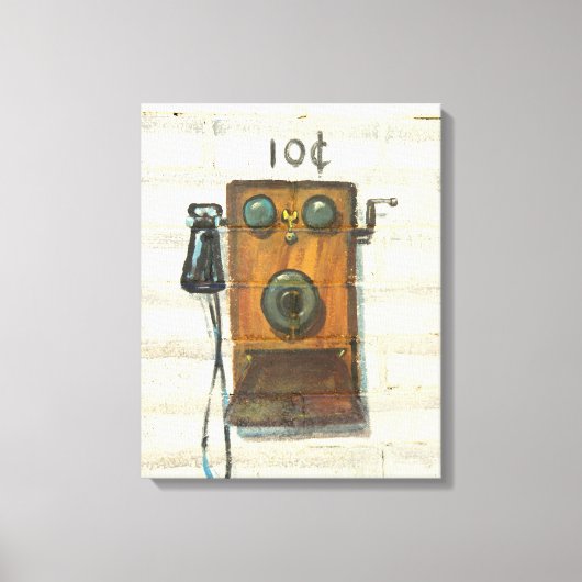 antiek muurtelefoon verpakt canvas afdruk (Voorkant)
