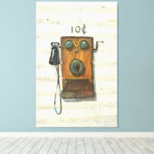 antiek muurtelefoon verpakt canvas afdruk (Insitu (Houten vloer))