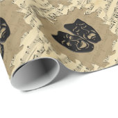 Antiek muziek- en theatermaskers cadeaupapier (Rol Hoek)