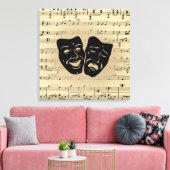 Antiek muziek- en theatermaskers canvas afdruk (Insitu (Woonkamer))