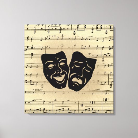 Antiek muziek- en theatermaskers canvas afdruk (Voorkant)