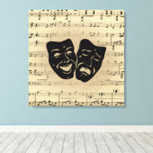 Antiek muziek- en theatermaskers canvas afdruk (Insitu (Houten vloer))