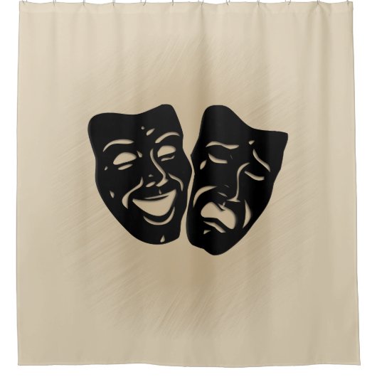 Antiek muziek- en theatermaskers douchegordijn (Voorkant)