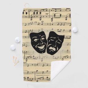Antiek muziek- en theatermaskers golfhanddoek