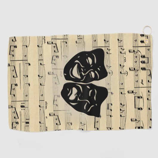 Antiek muziek- en theatermaskers golfhanddoek (Horizontaal)
