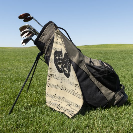 Antiek muziek- en theatermaskers golfhanddoek (Groen)