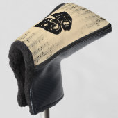 Antiek muziek- en theatermaskers golfheadcover (3/4 voorkant)