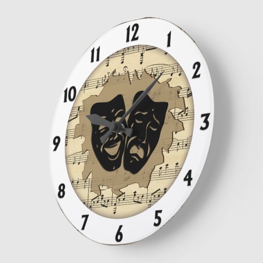 Antiek muziek- en theatermaskers grote klok (Hoek)