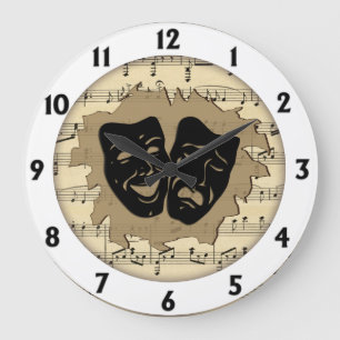 Antiek muziek- en theatermaskers grote klok