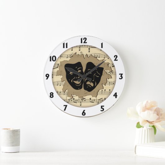 Antiek muziek- en theatermaskers grote klok (Huis)