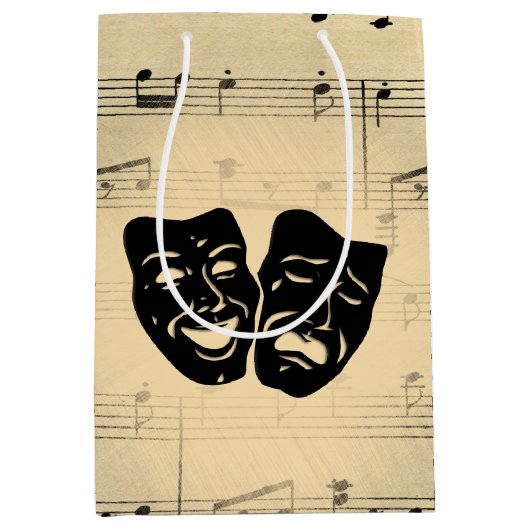 Antiek muziek- en theatermaskers medium cadeauzakje (Voorkant)