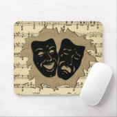 Antiek muziek- en theatermaskers muismat (Met muis)