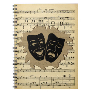 Antiek muziek- en theatermaskers notitieboek