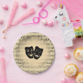 Antiek muziek- en theatermaskers papieren bordje (Feest)