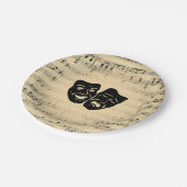 Antiek muziek- en theatermaskers papieren bordje (Gekanteld)