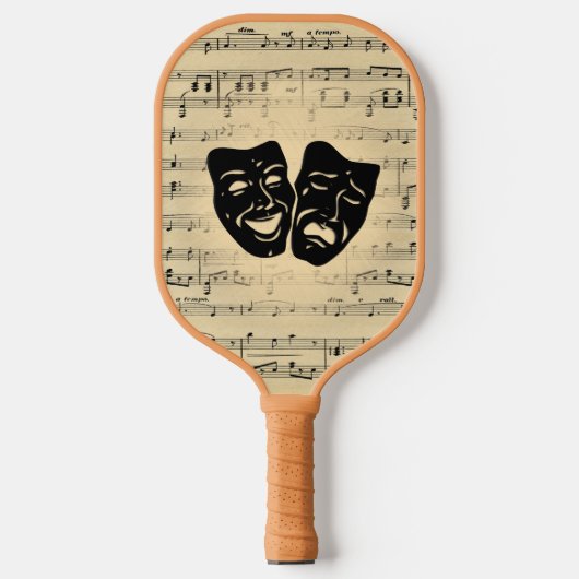 Antiek muziek- en theatermaskers pickleball paddle (Voorkant)