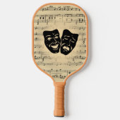 Antiek muziek- en theatermaskers pickleball paddle (Achterkant)