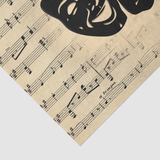 Antiek muziek- en theatermaskers tissuepapier (Detail)