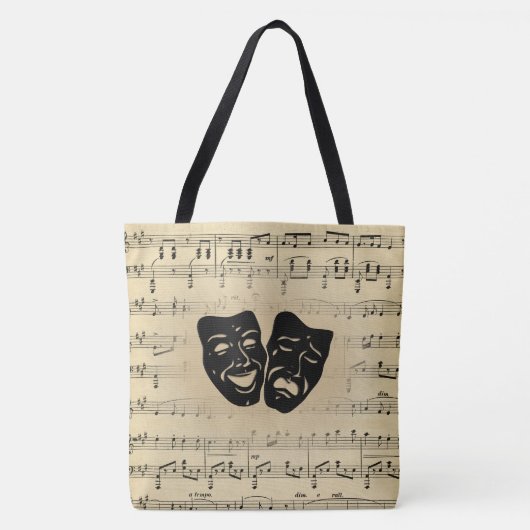 Antiek muziek- en theatermaskers tote bag (Voorkant)