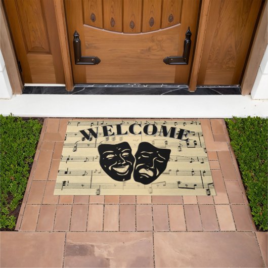Antiek muziek en theatermaskers welkom deurmat (Buiten)