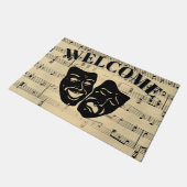 Antiek muziek en theatermaskers welkom deurmat (Schuin)