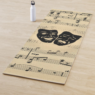 Antiek muziek- en theatermaskers yogamat